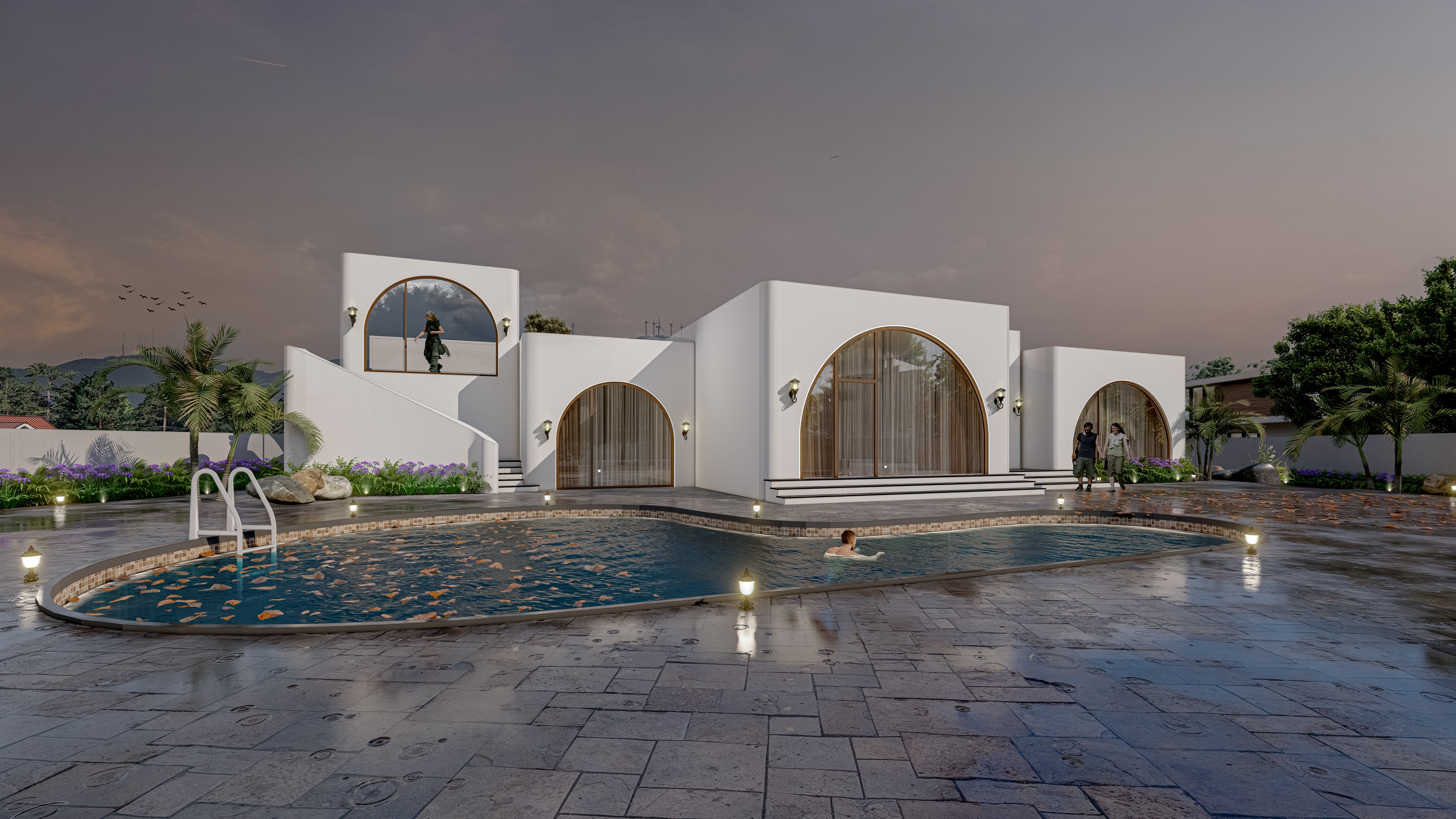Hospitality interior 3D rendering, lobby concept